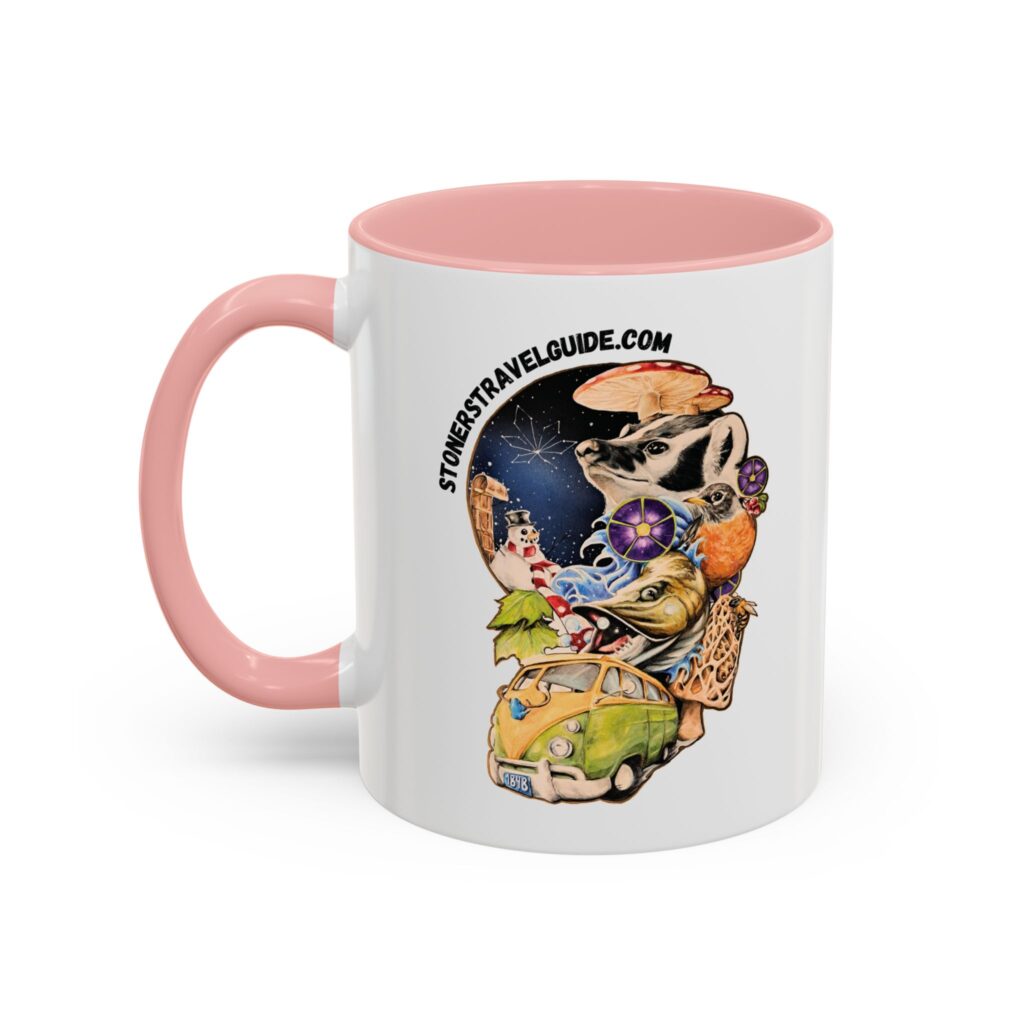 the stoner's travel guide to wisconsin accent coffee mug (11, 15oz)