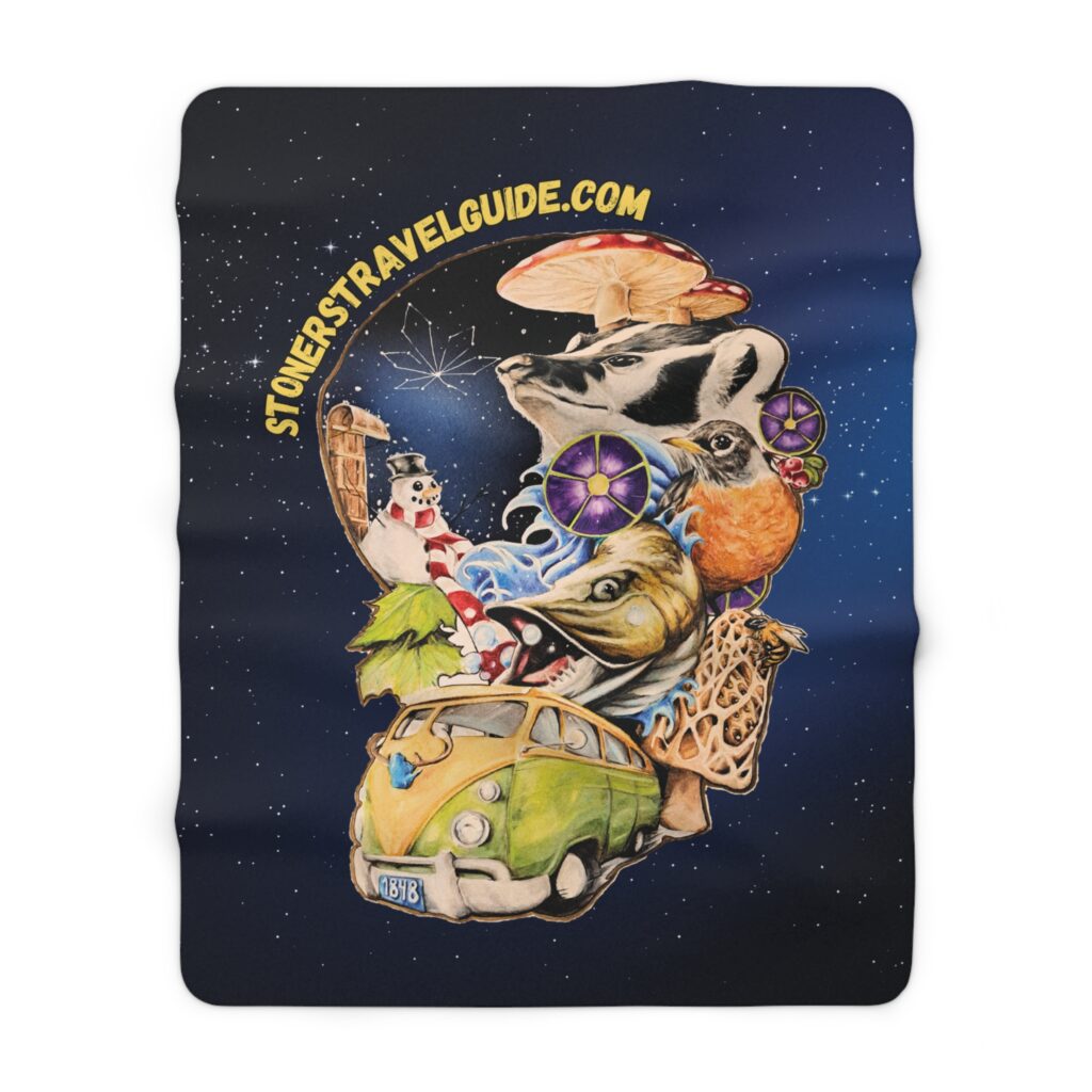 the stoner's travel guide to wisconsin sherpa fleece blanket