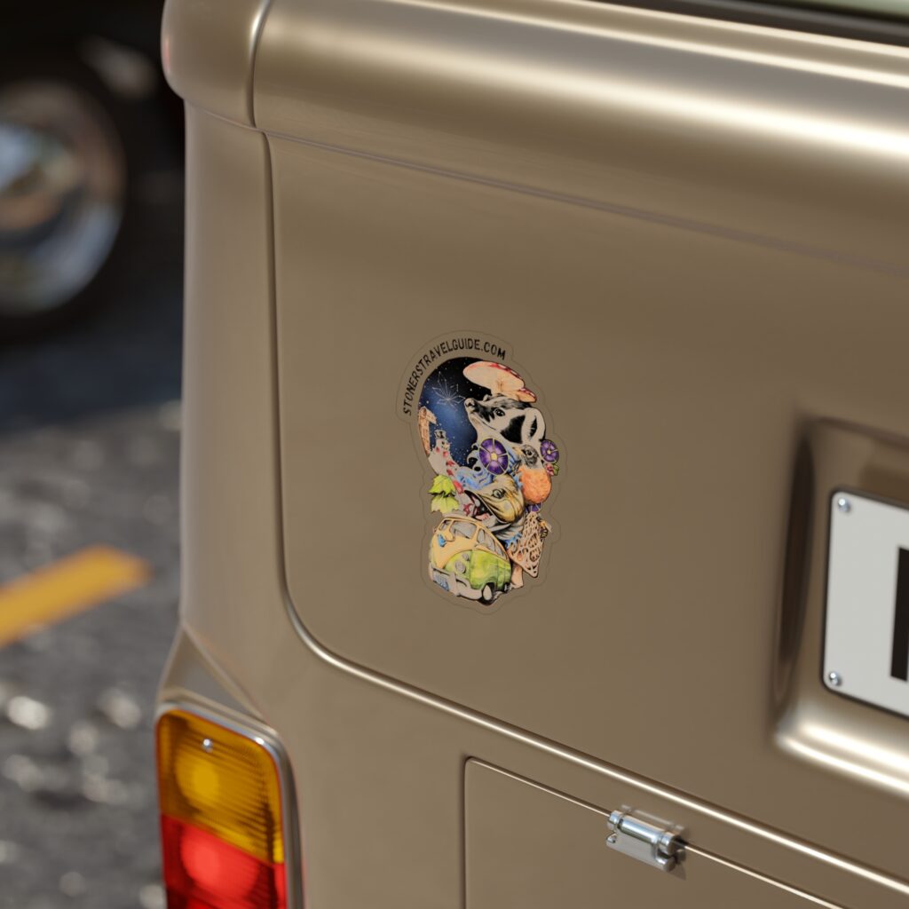 the stoner's travel guide to wisconsin die cut outdoor sticker — waterproof transparent vinyl