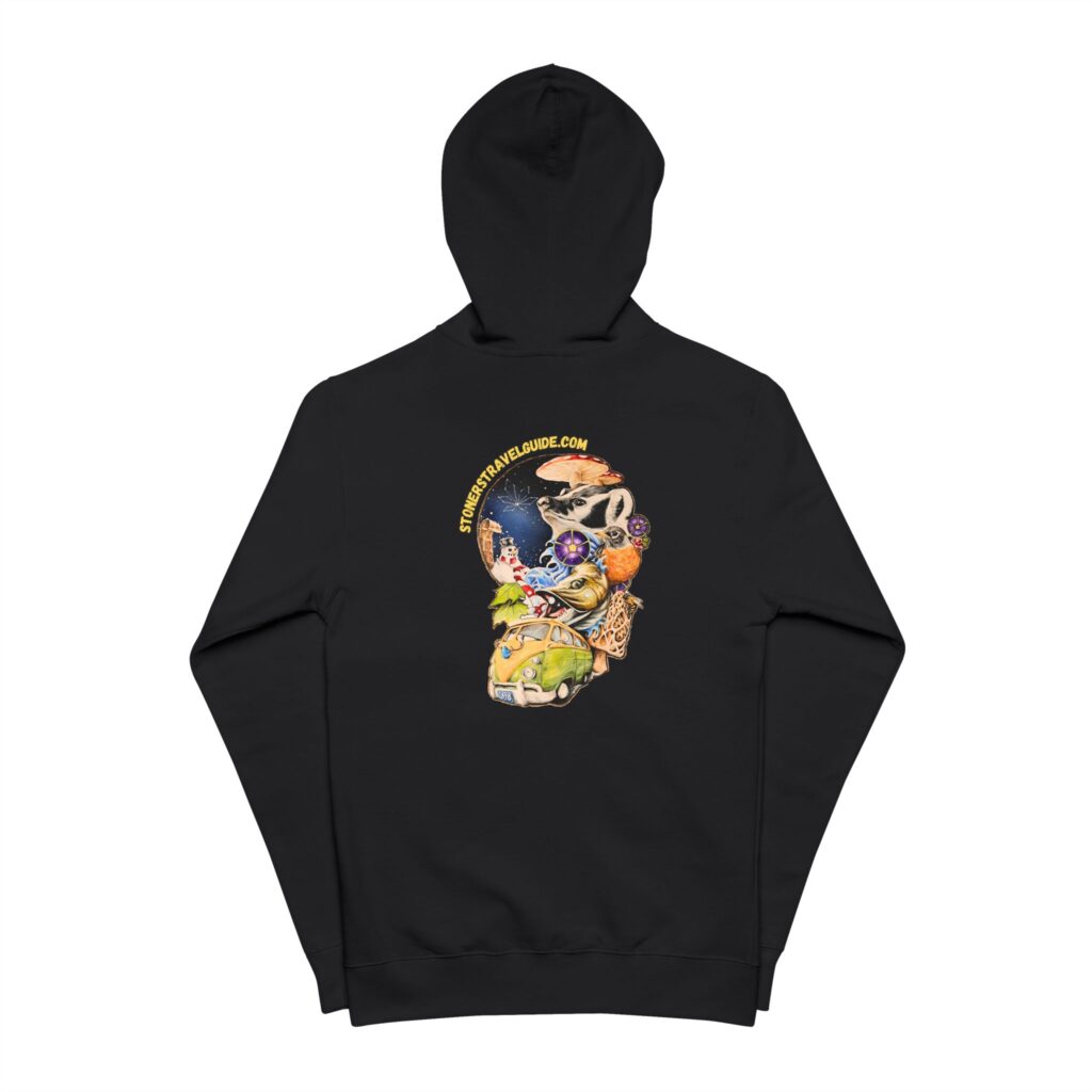the stoner's travel guide to wisconsin unisex fleece zip up hoodie
