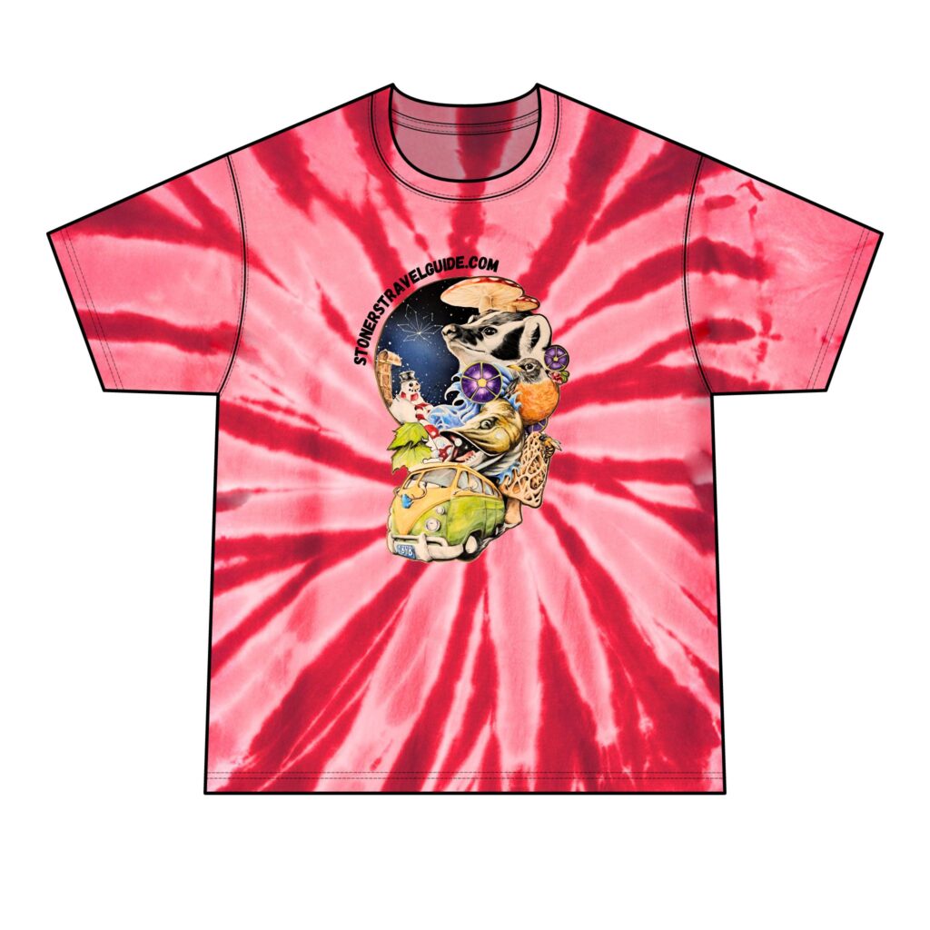 the stoners' travel guide to wisconsin men's tie dye tee