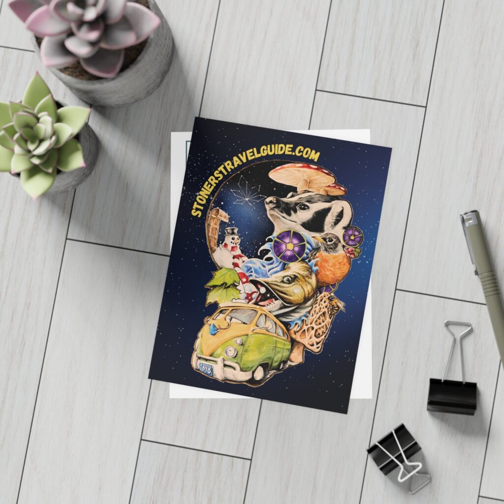 the stoner's travel guide to wisconsin cover artwork postcard bundles (envelopes included)
