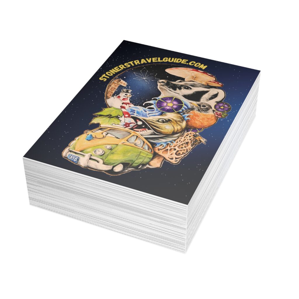 the stoner's travel guide to wisconsin cover artwork postcard bundles (envelopes included)