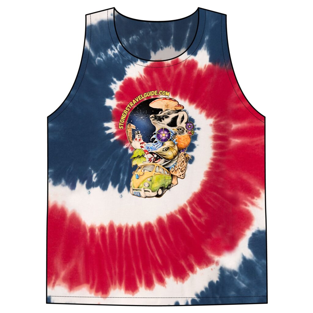 the stoner's travel guide to wisconsin unisex tie dye tank top