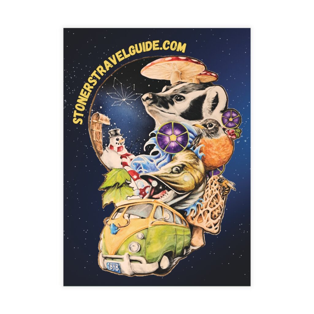 the stoner's travel guide to wisconsin cover artwork postcard bundles (envelopes included)