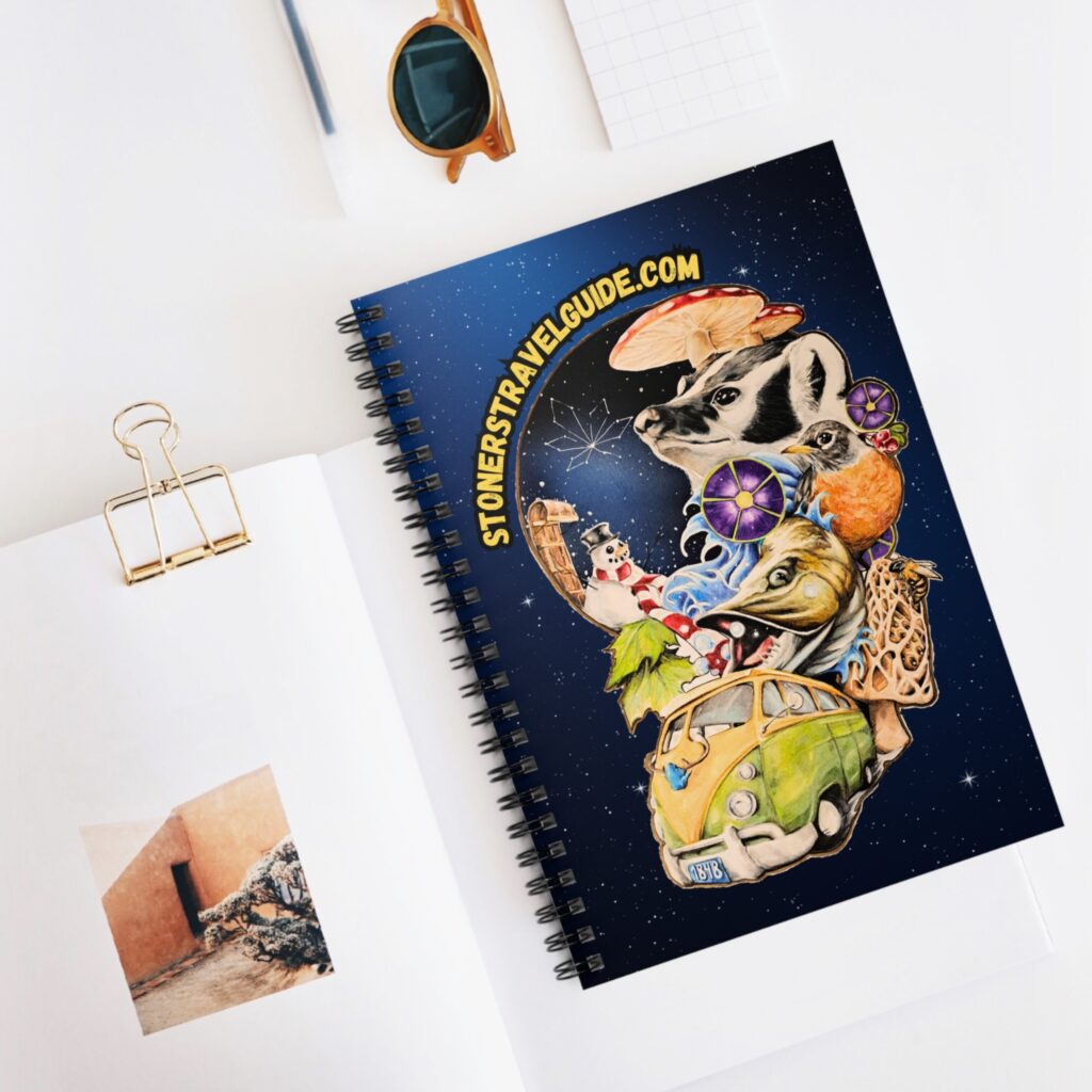 the stoner's travel guide to wisconsin blank spiral notebook — retro art, travel journal
